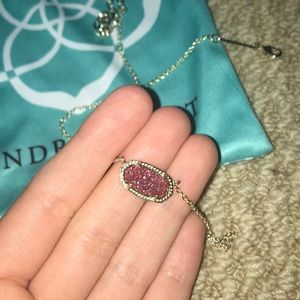 Kendra Scott Fuchsia Drusy Elisa Pendant Necklace